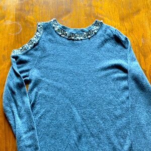 I-N-C international concepts sweater, size medium, gray, pearls and rhinestones